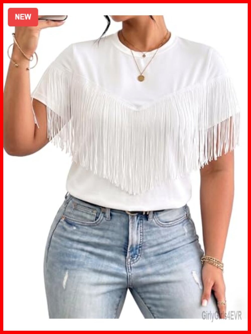 Plus Size Fringe T-Shirt Western Country Concert Cowgirl Boho Top